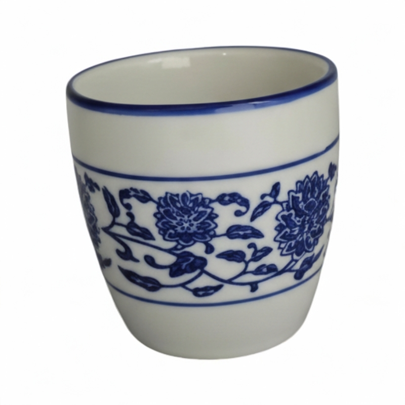 景德镇青花缠枝莲陶瓷主人杯一对