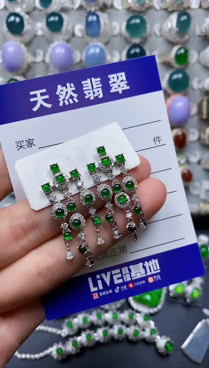 【闪购商品】翡翠耳饰银S925镶嵌0358