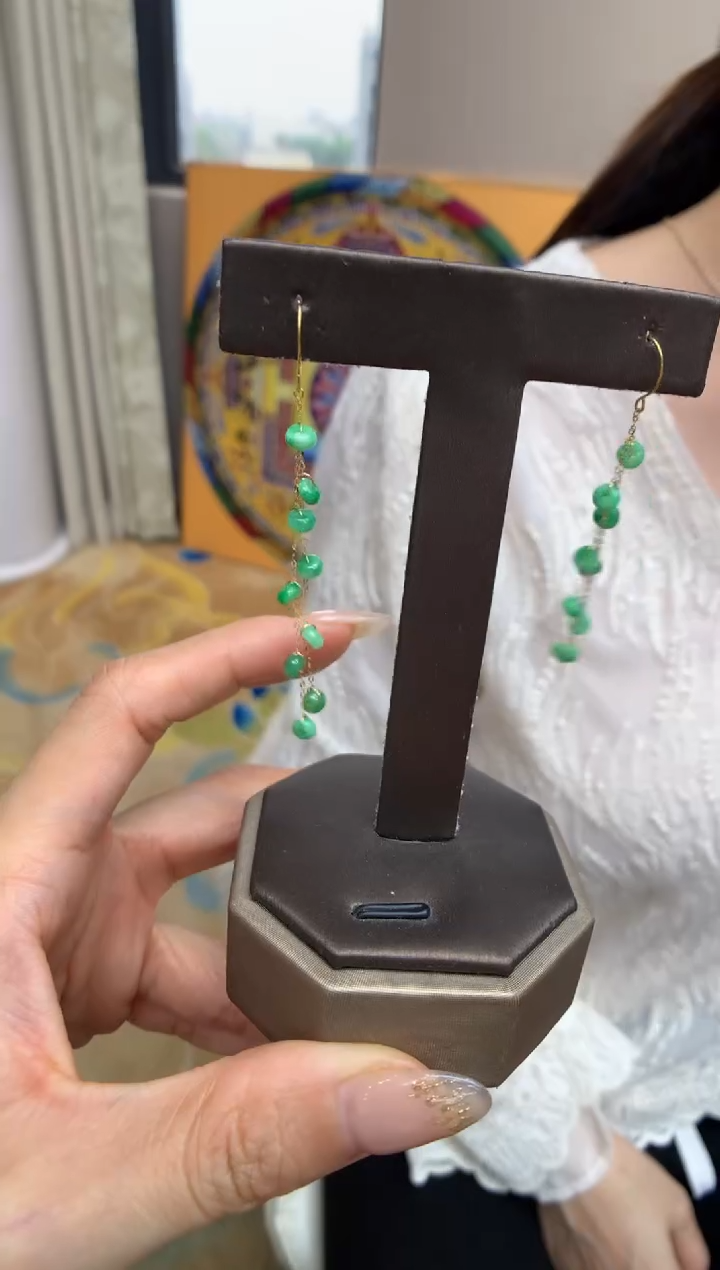 【闪购商品】翡翠耳饰18K金镶嵌耳钩