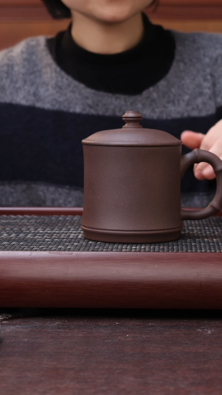 【闪购商品】紫砂茶杯大水潭深井紫泥竹节杯