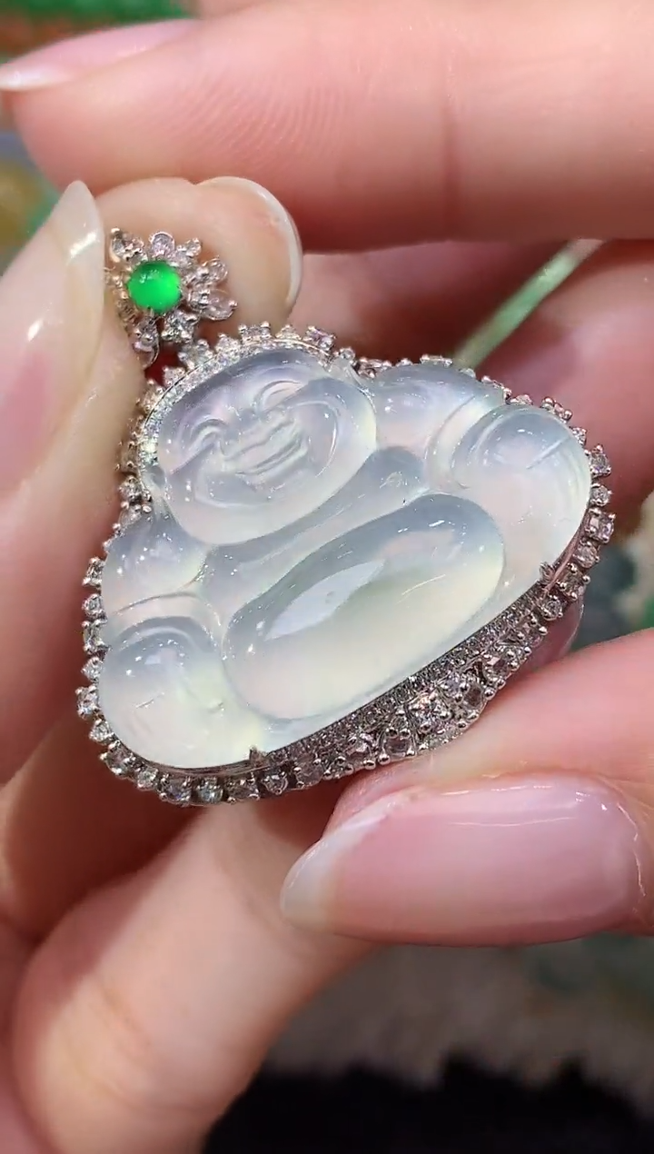 吊坠(不含链)18K金镶嵌翡翠C50