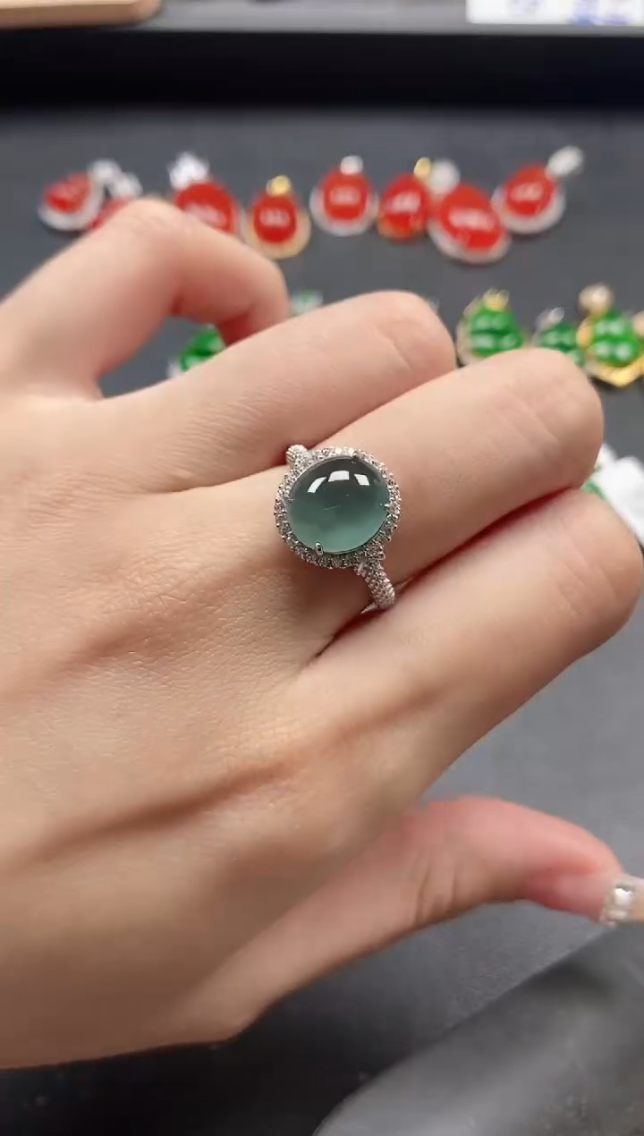 银S925镶嵌戒指翡翠5111