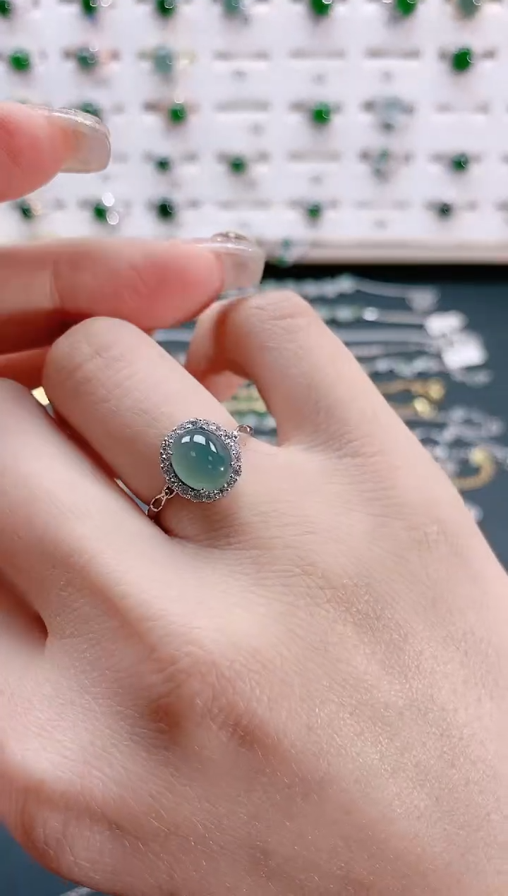 【闪购商品】翡翠戒指银S925镶嵌天然翡翠