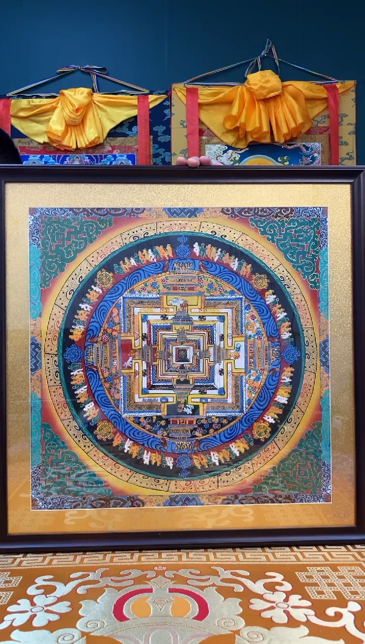 【闪购商品】卷轴画矿物质手绘坛城木框59*59cm 