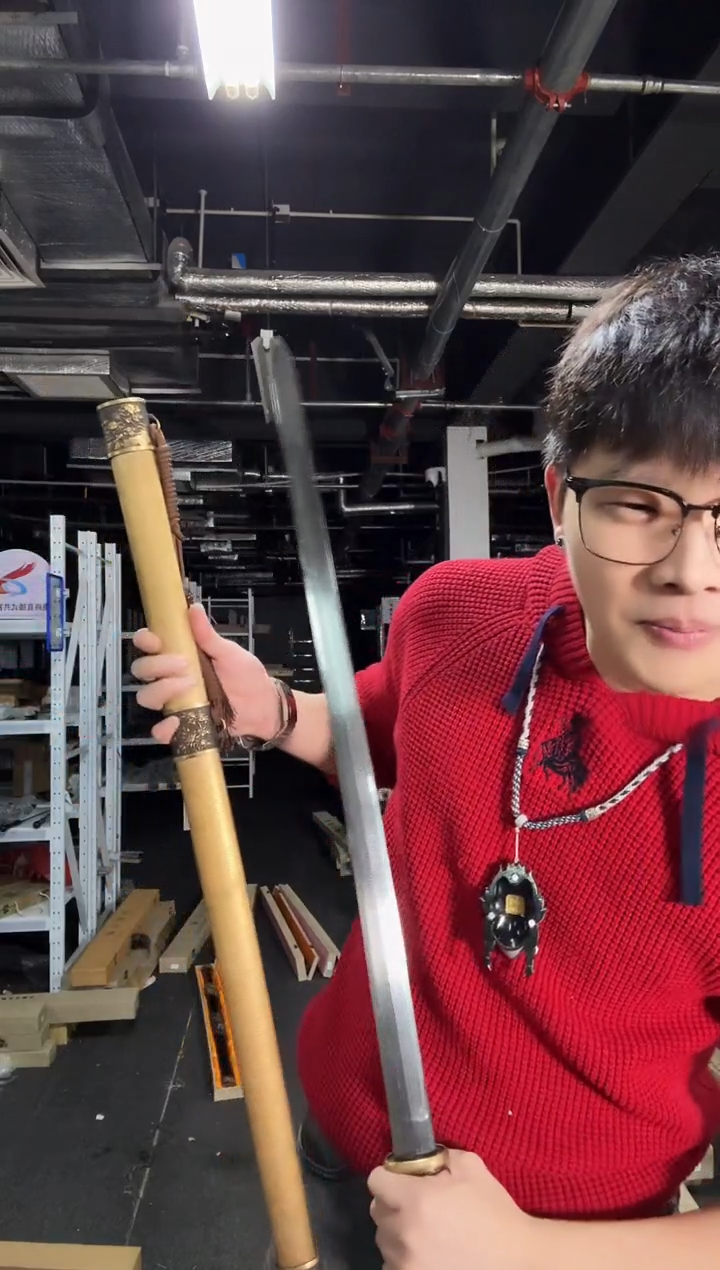 富贵唐剑 黄铜鞘  百炼钢 