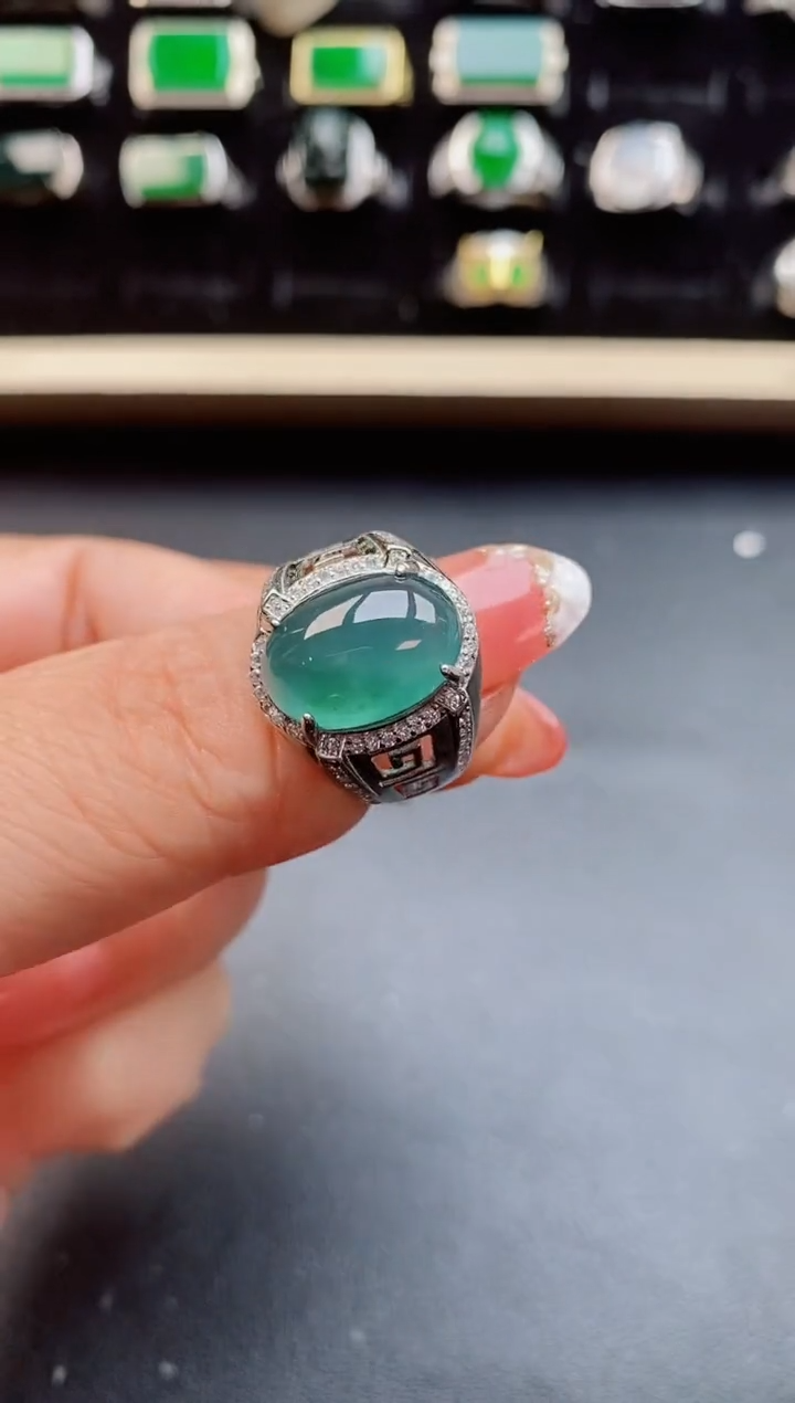 【闪购商品】翡翠戒指银S925镶嵌5080