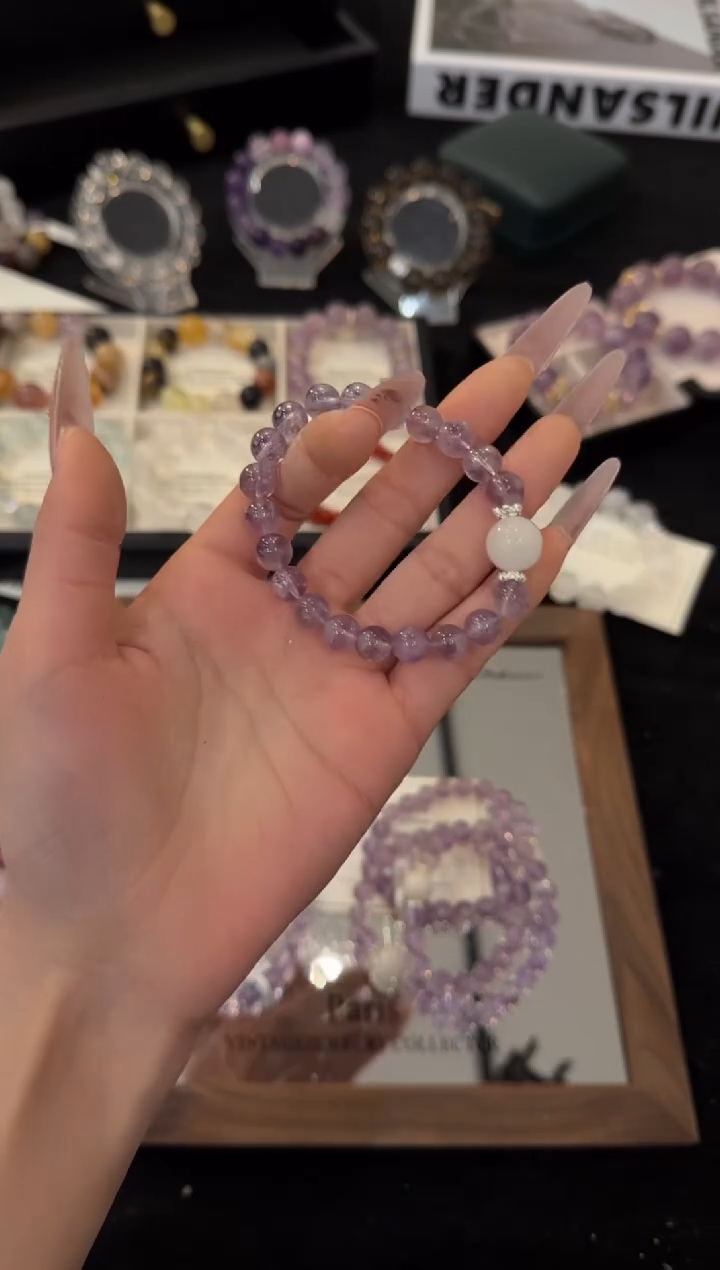 合金手链水晶紫兔毛x3343