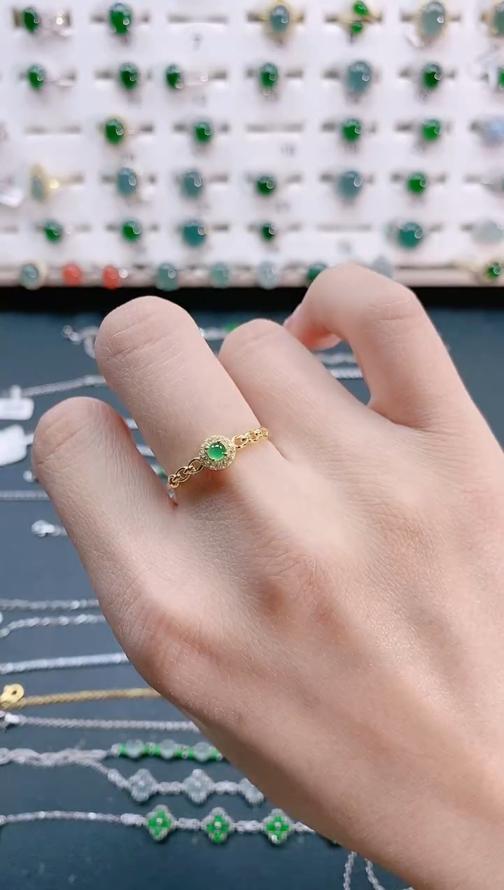 【闪购商品】翡翠戒指银S925镶嵌天然翡翠