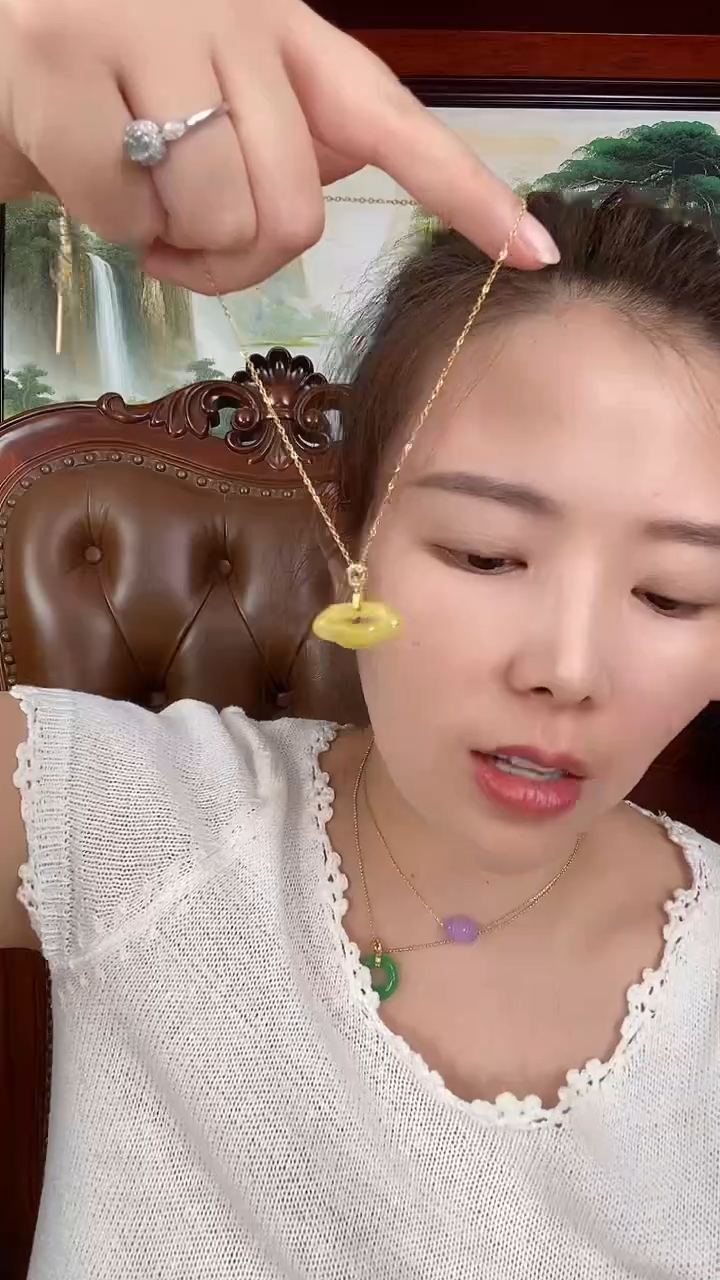 翡翠未镶嵌吊坠(赠链)X25黄翡祥云锁