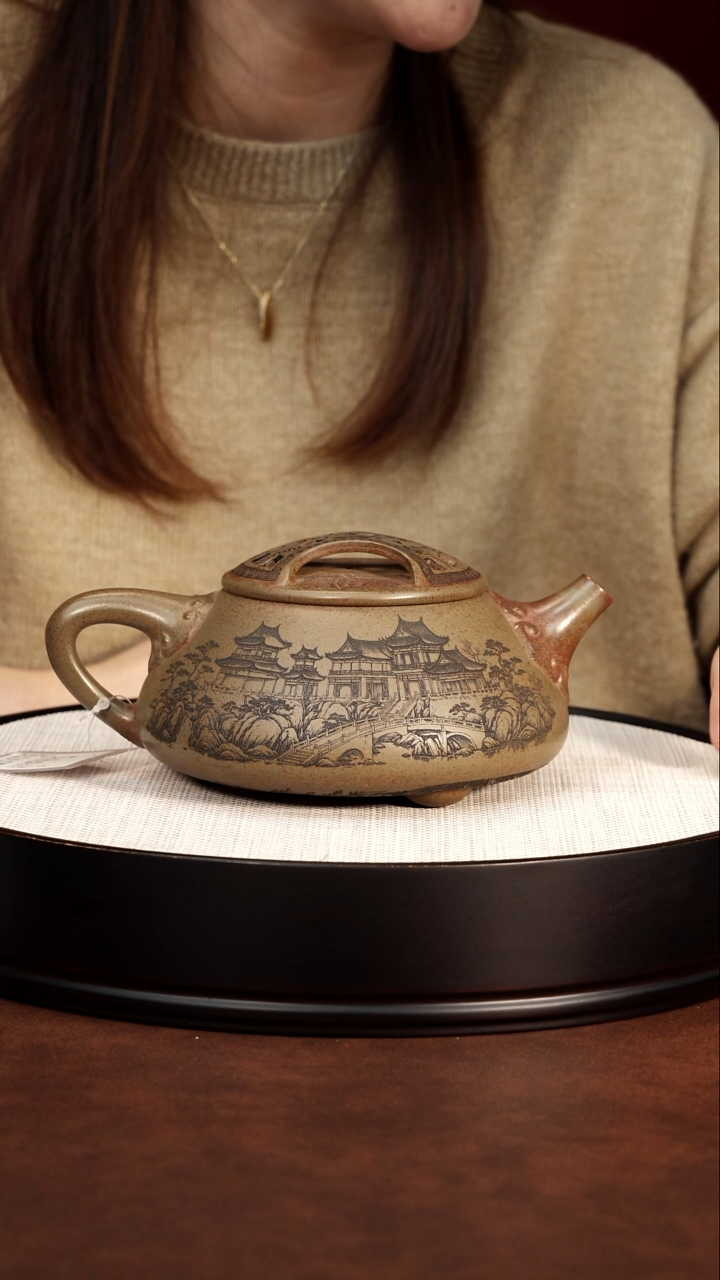 紫砂茶案 宜兴紫砂 牛盖莲子石瓢 沉香泥