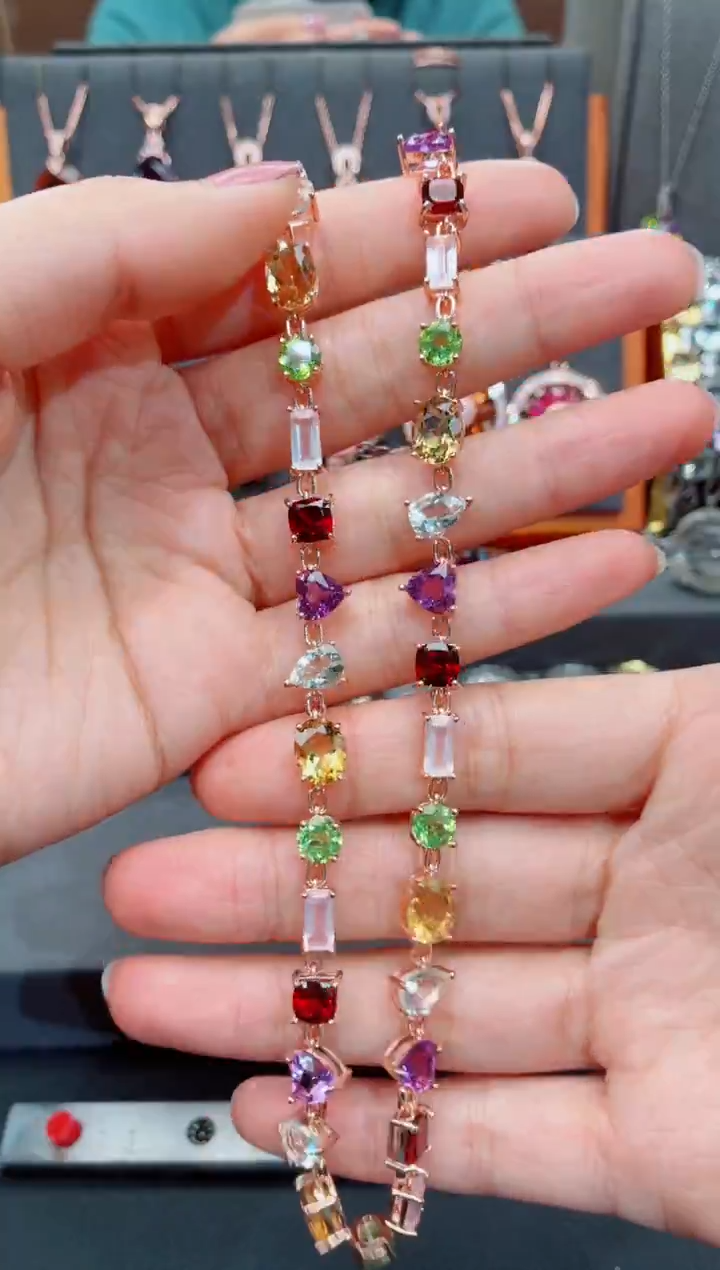 项链银S925镶嵌水晶水晶项链