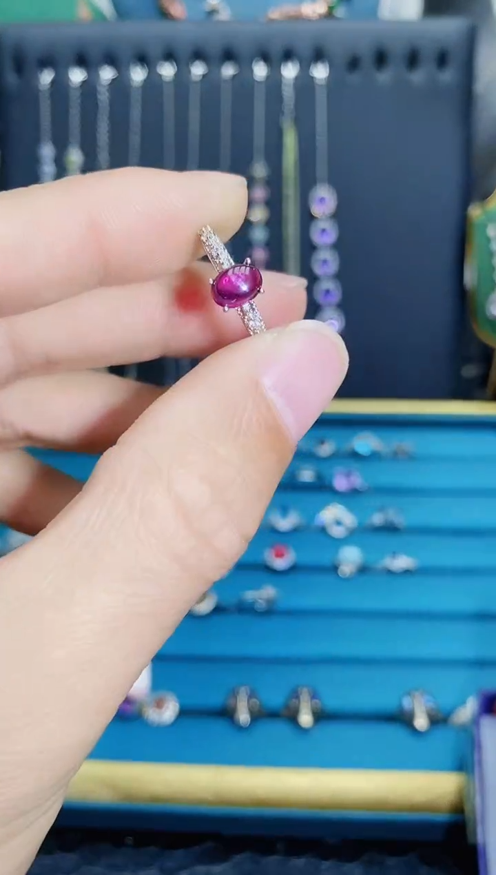 【闪购商品】石榴石（紫牙乌）戒指银S925镶嵌1221