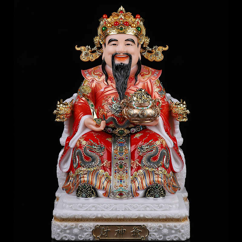 财神爷神像家用供奉店铺公司文财神招财比干佛像摆件合成汉白玉