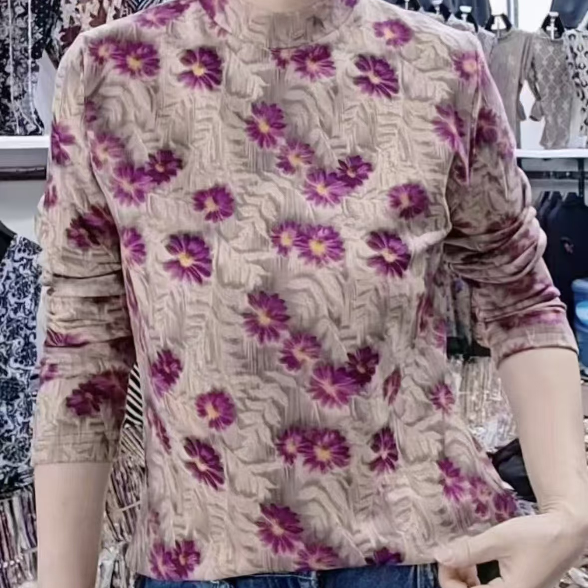 【L】秋冬季新款圆领长袖加绒打底衫2510-2