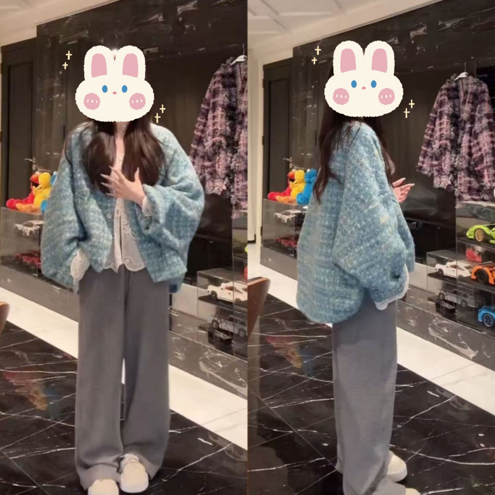【香阀世家】高定时髦外套+刺绣蕾丝上衣+华夫格针织裤子BB50424
