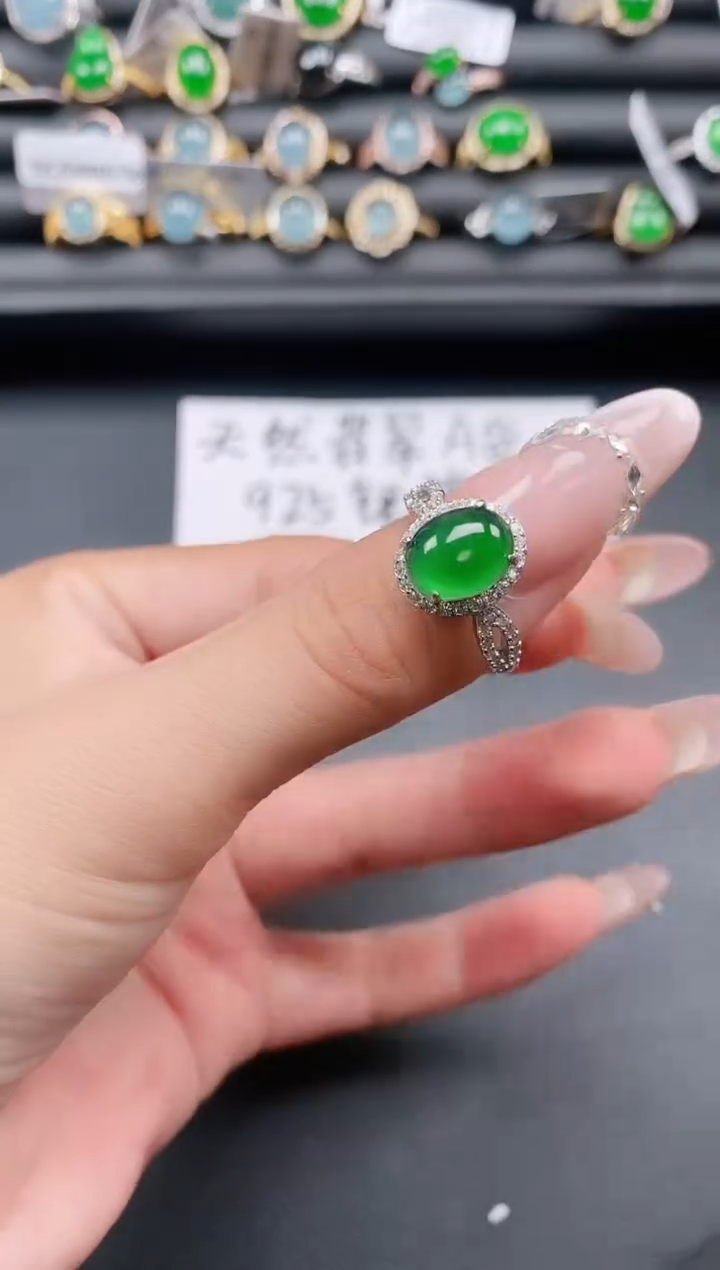 银S925镶嵌戒指翡翠11111
