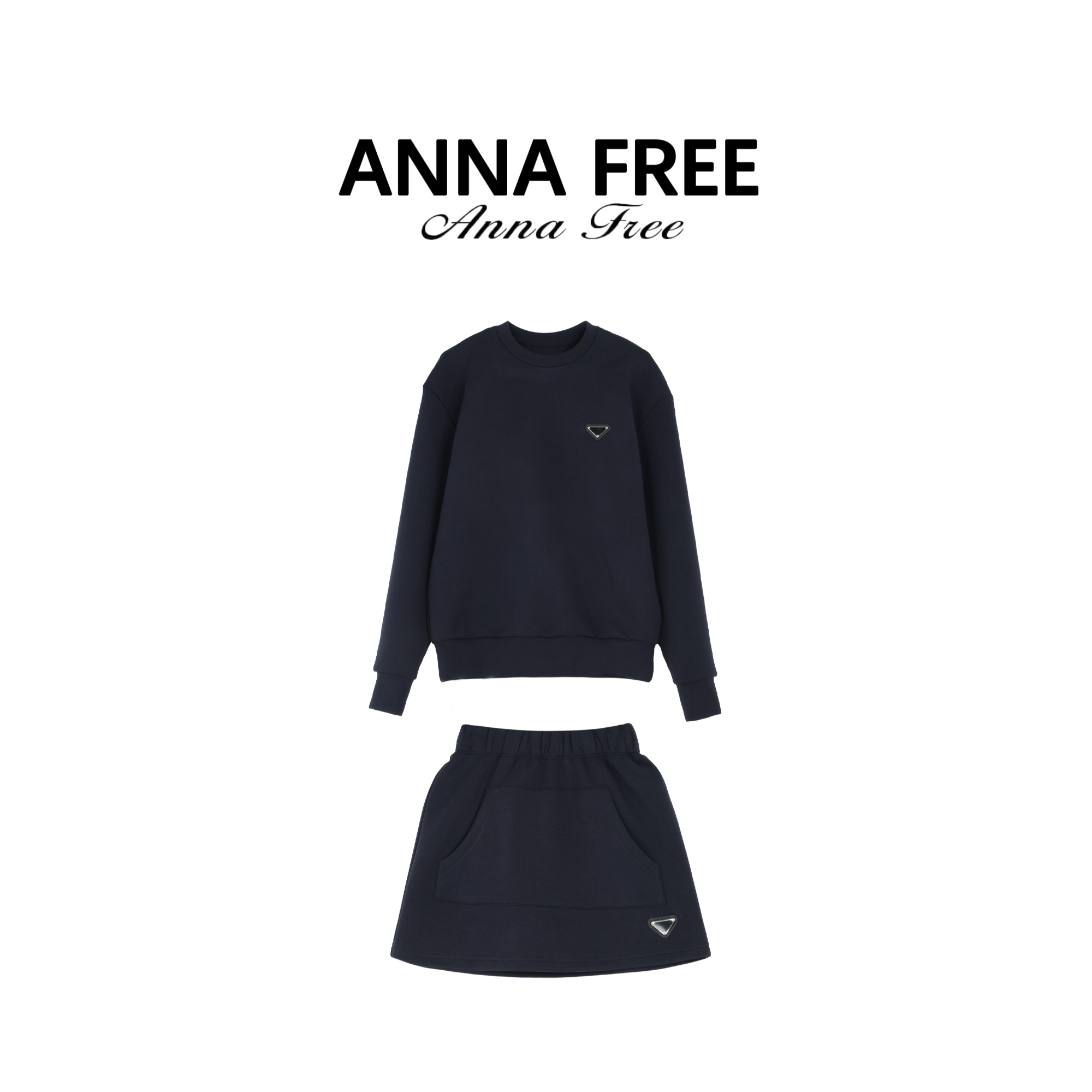 ANNA FREE 百搭时尚春季上衣半裙潮流时尚套装休闲圆领ZCD25019