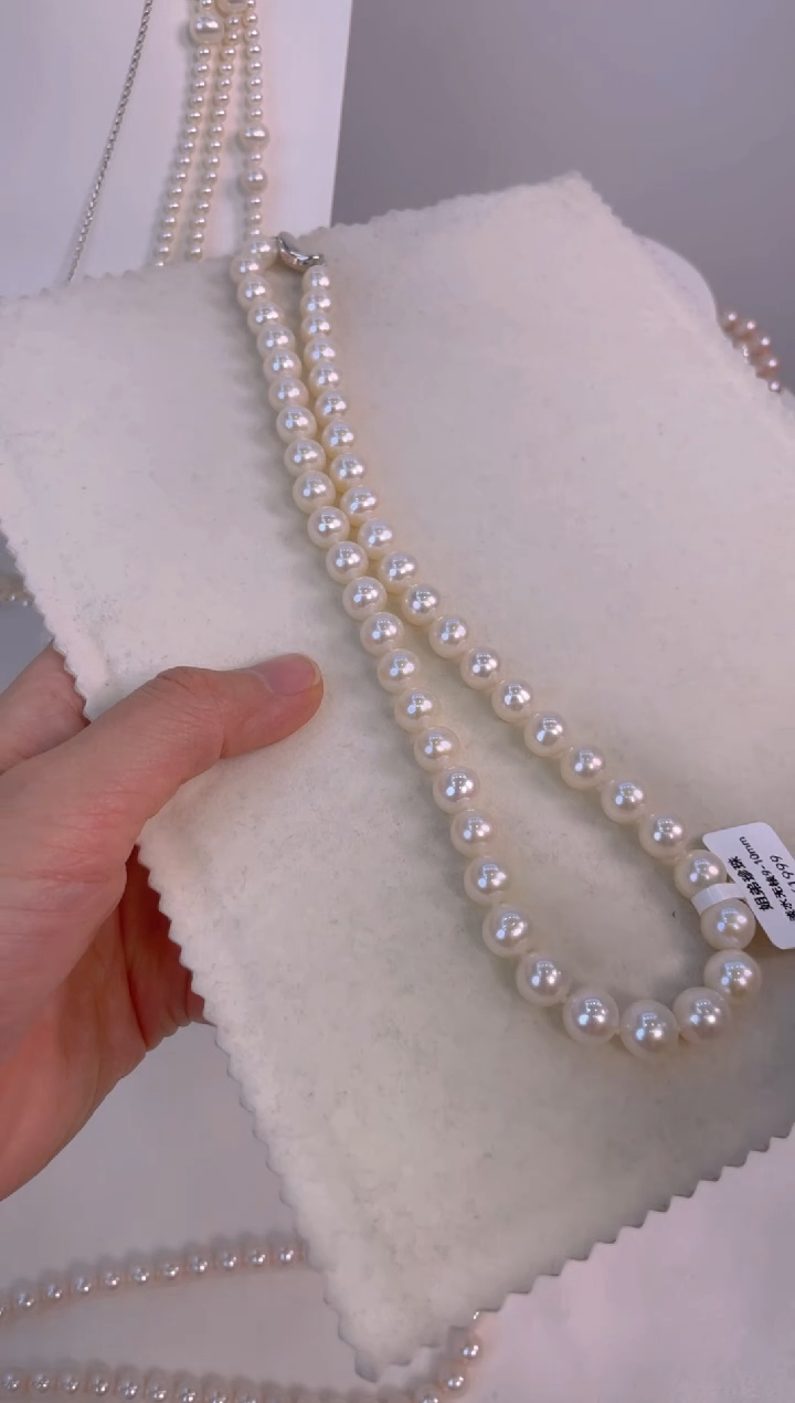 【闪购商品】淡水珍珠颈饰银S925镶嵌淡水无核9-10mm