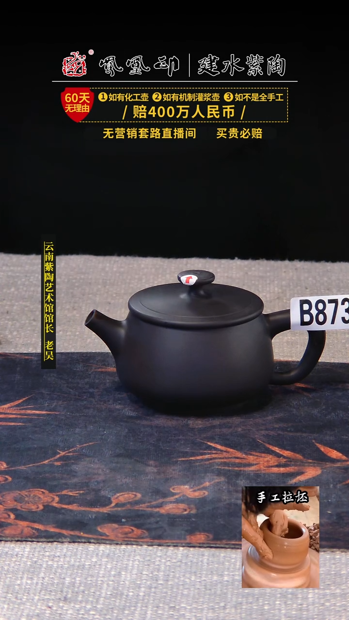 【闪购商品】壶凤凰印建水紫陶素壶瑕疵/B873