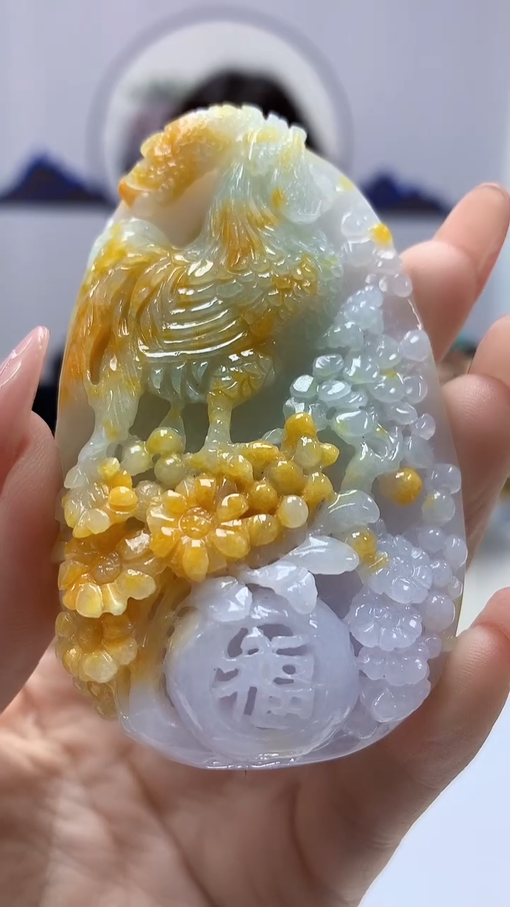 【闪购商品】定制翡翠未镶嵌4829DD-毛货挂件赠珠链2