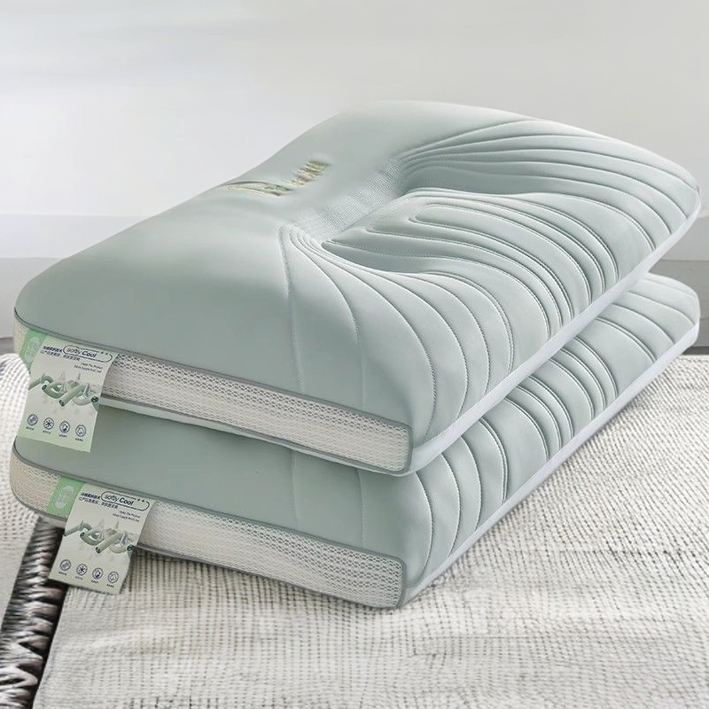 学生护颈椎助睡眠枕头新款四季凉感冰丝柔软乳胶枕头枕芯家用宿舍