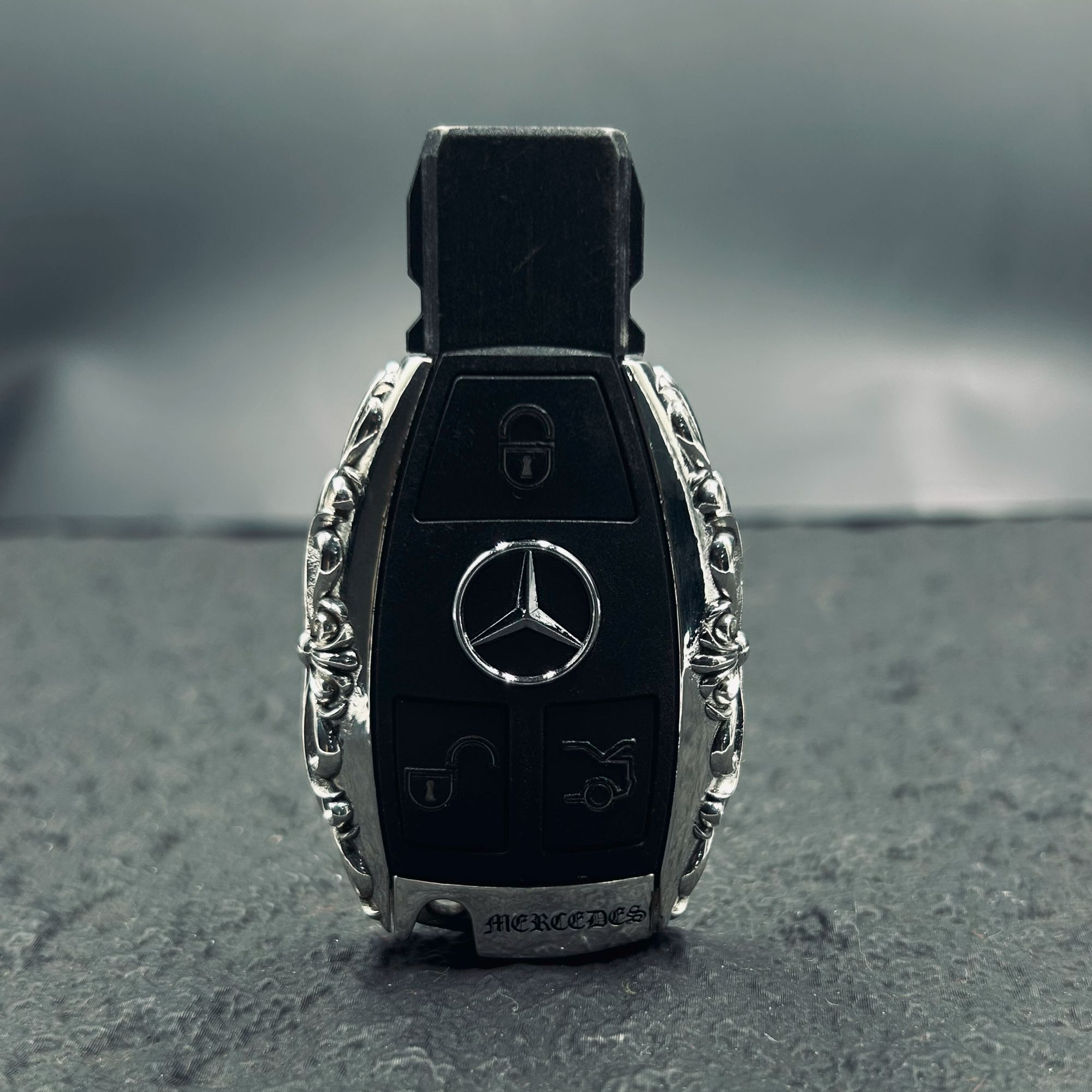 925银奔驰车复古感个性手工汽车钥匙壳改装