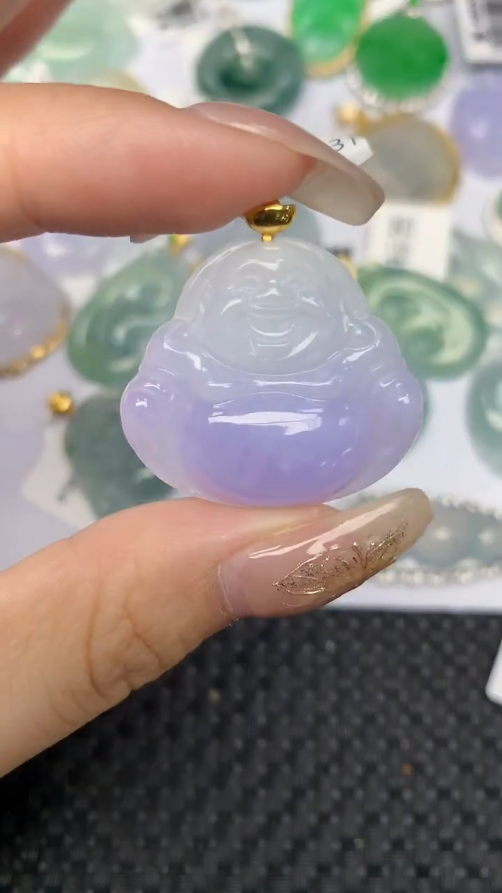 颈饰18K金镶嵌翡翠天然缅甸翡翠a货百元以上9元证书费自理