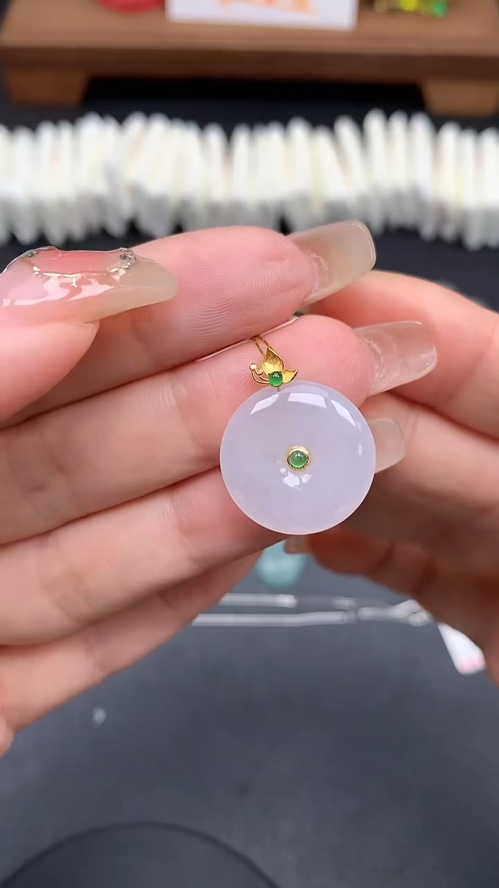 【闪购商品】翡翠18K金镶嵌吊坠(不含链)MS160794