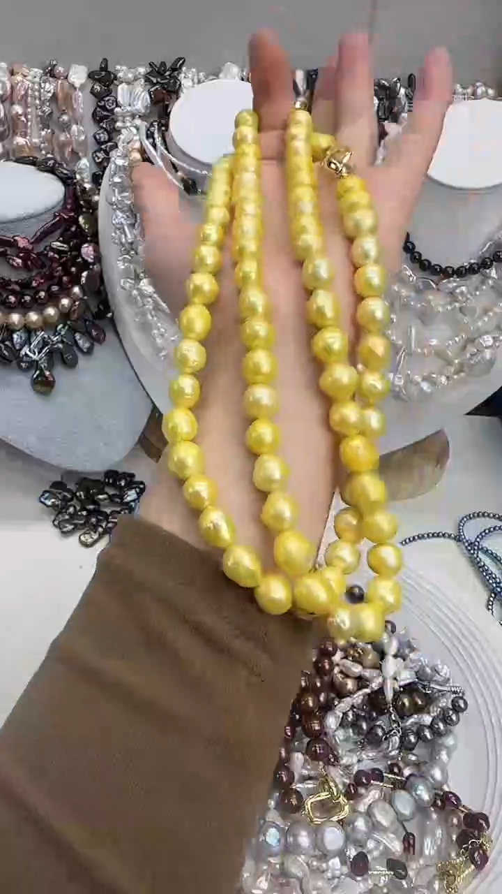 颈饰银S925镀金镶嵌淡水珍珠1