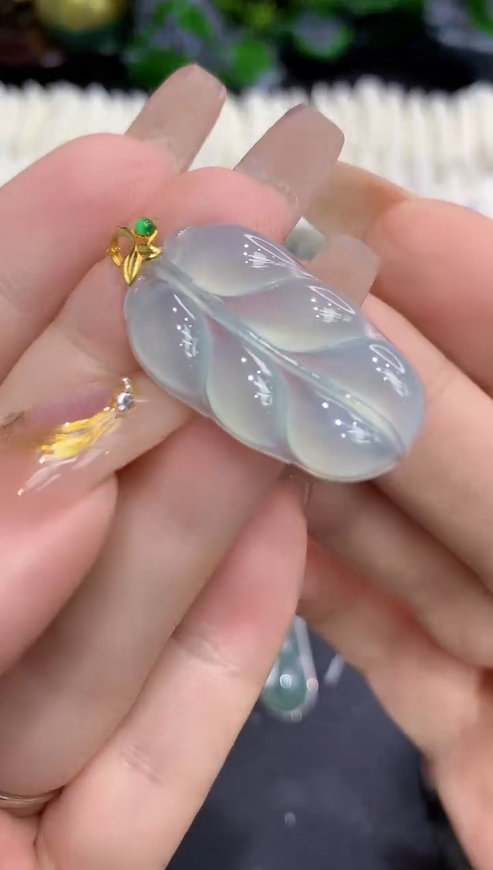 翡翠18K金镶嵌吊坠(不含链)1111