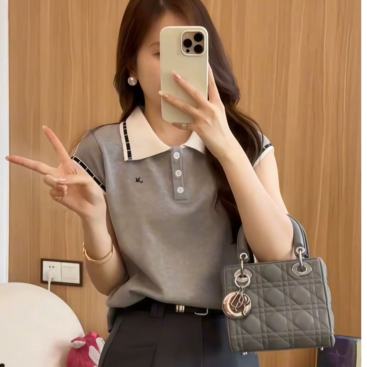 简约百搭休闲撞色POLO无袖针织T恤女夏季新款小个子百搭短款上衣