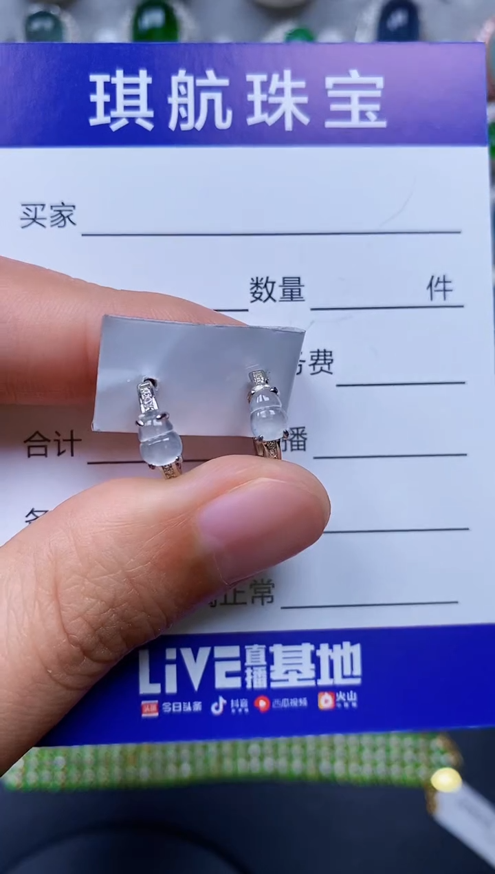 【闪购商品】翡翠耳饰银S925镶嵌0055