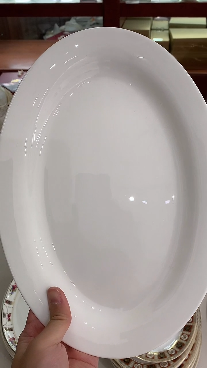 白瓷12鱼盘1个隆达