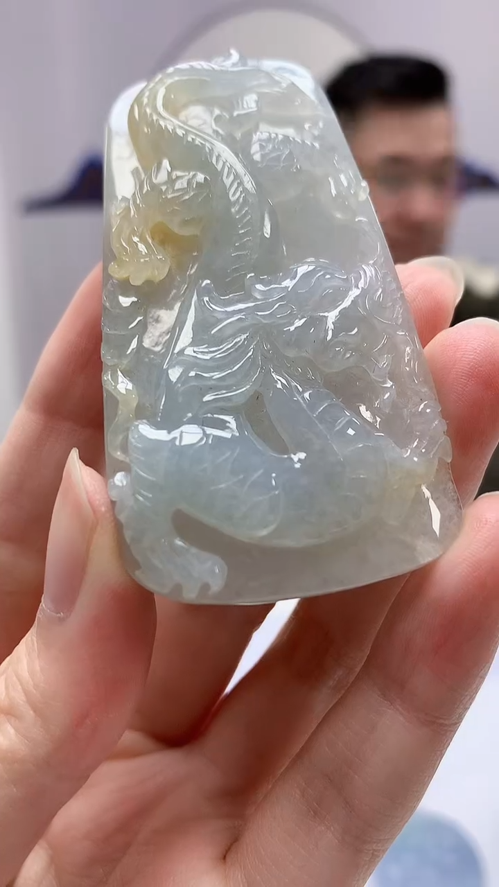 【闪购商品】定制翡翠未镶嵌5152zm-毛货挂件龙牌104