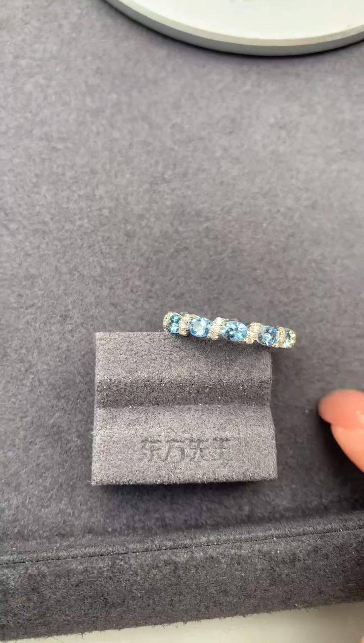 18K金镶嵌戒圈海蓝宝石1.8ct 海蓝宝 定制 FH
