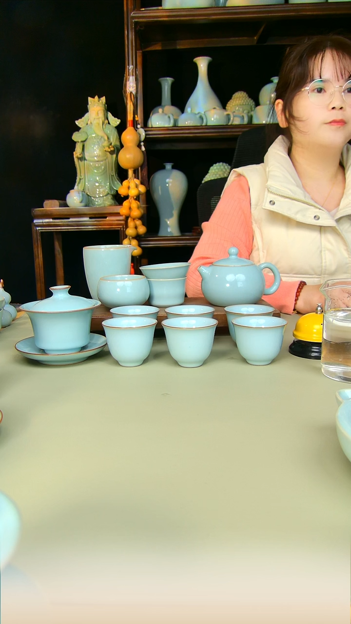 汝瓷清*西施套装原矿天青全手工