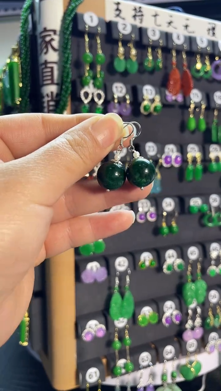 【闪购商品】翡翠耳饰银S925镶嵌02...