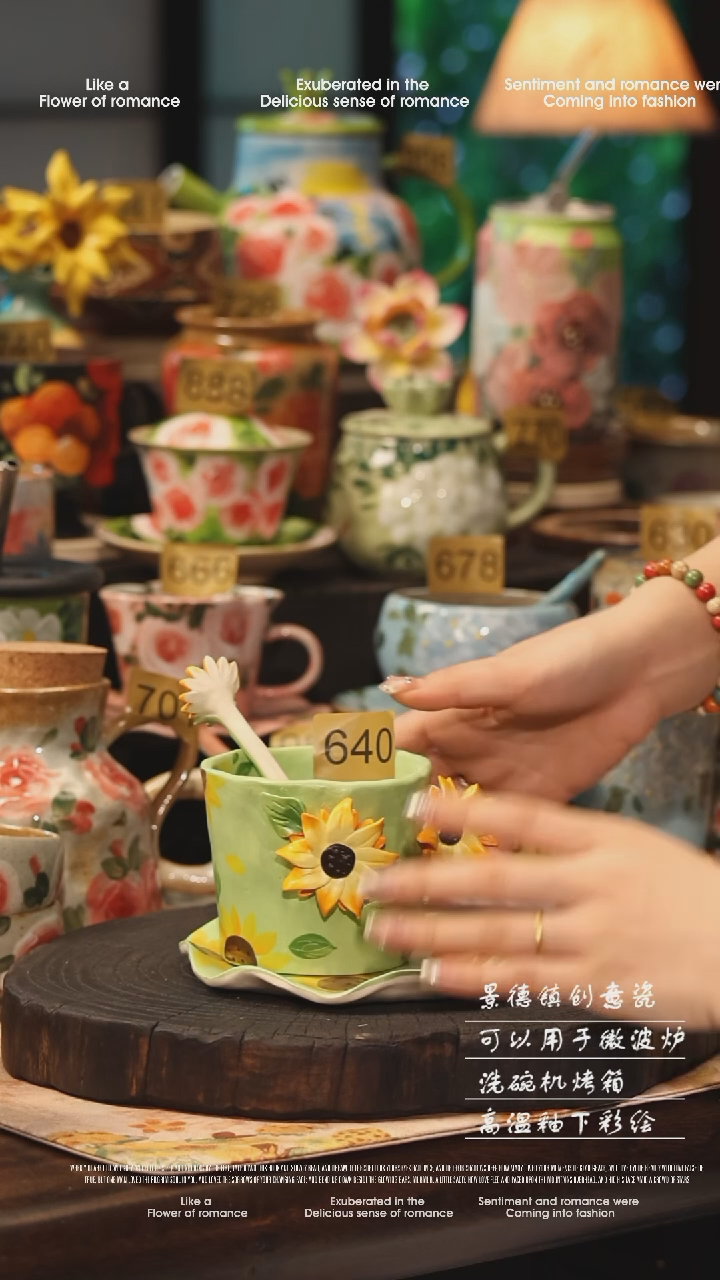 陶瓷640景德镇高温釉下彩手工手绘款式