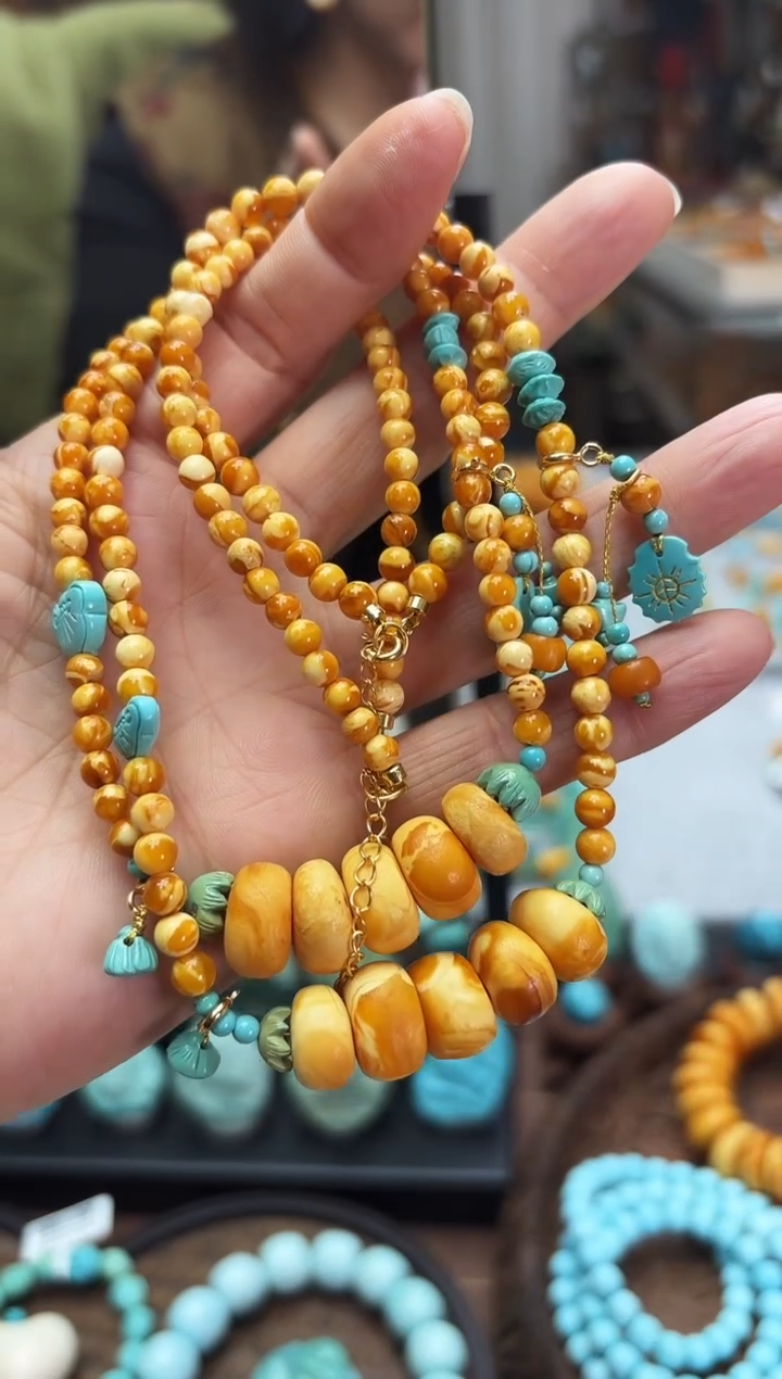 【闪购商品】琥珀颈饰未镶嵌项链多样发其一