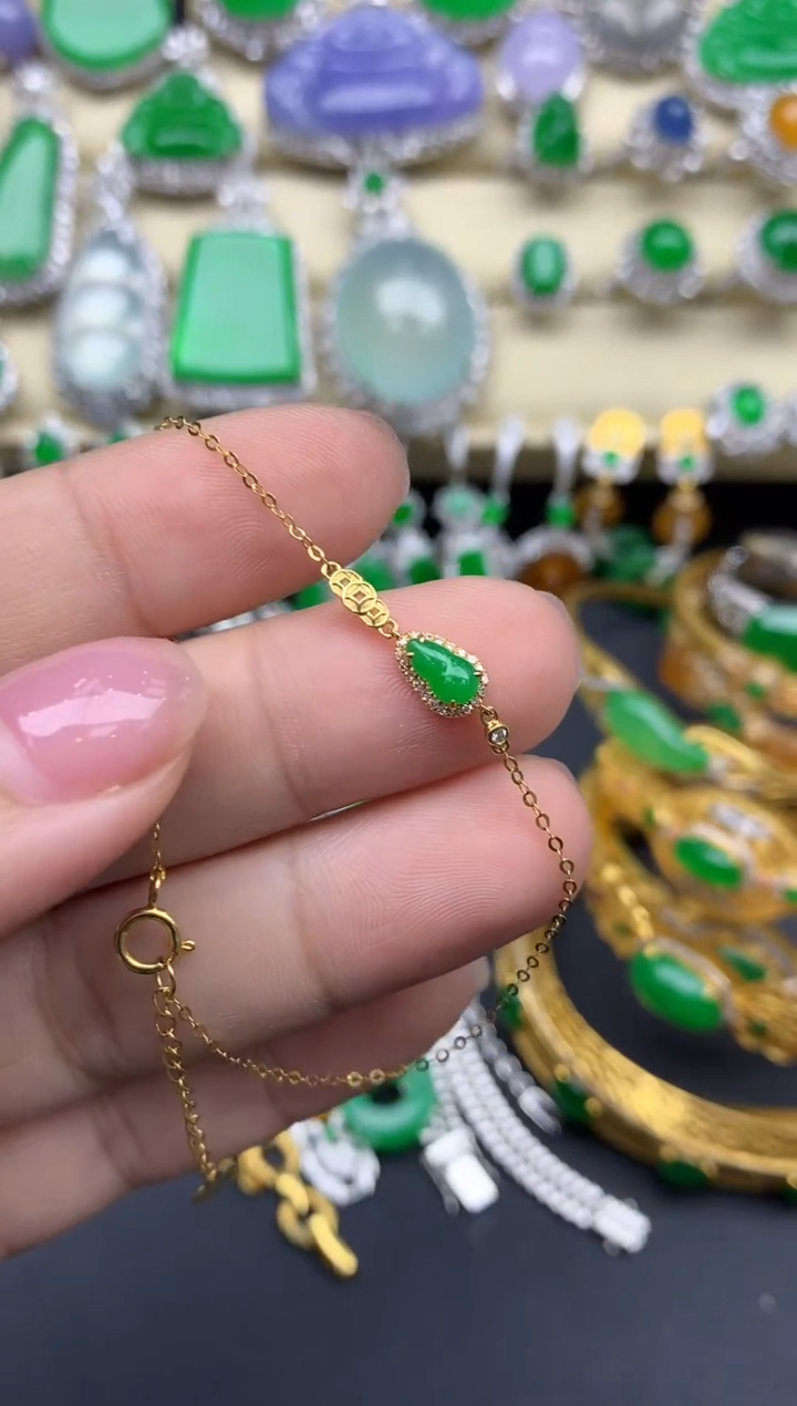 【闪购商品】翡翠手串18K金镶嵌419-中国好珍宝