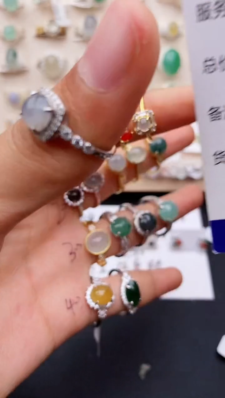 【闪购商品】翡翠戒指银S925镶嵌缅甸翡翠