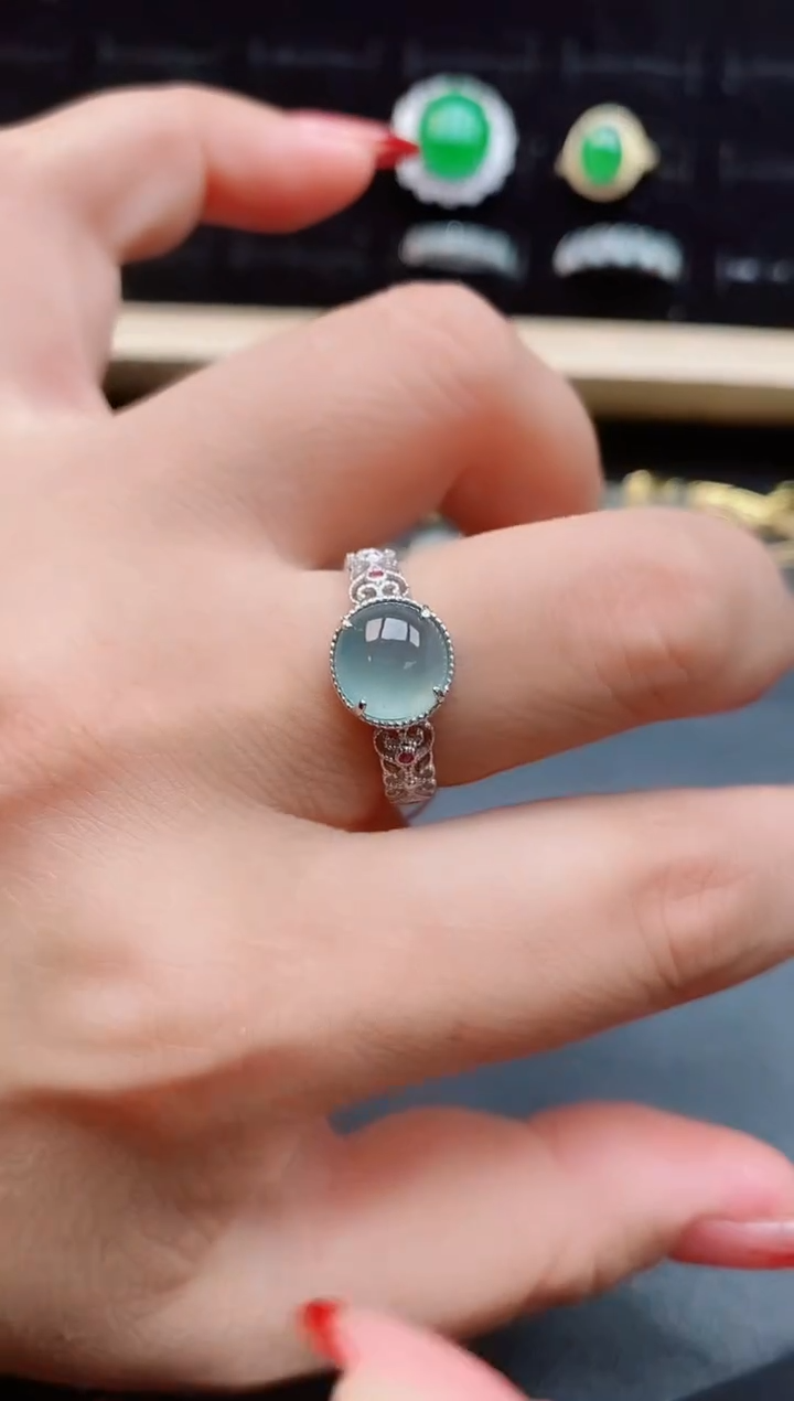 【闪购商品】翡翠戒指银S925镶嵌12121