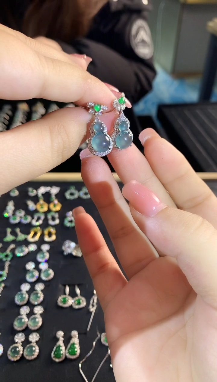 【闪购商品】翡翠耳饰银S925镶嵌121zy时尚