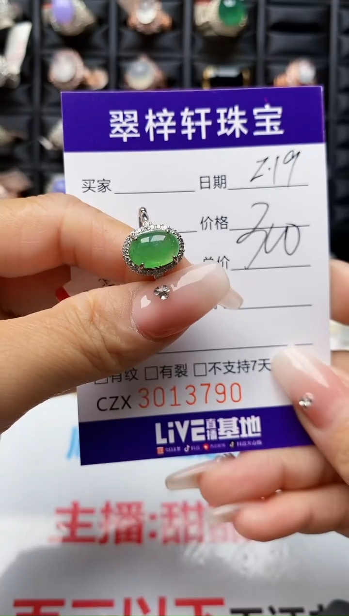【闪购商品】翡翠戒指银S925镶嵌3790