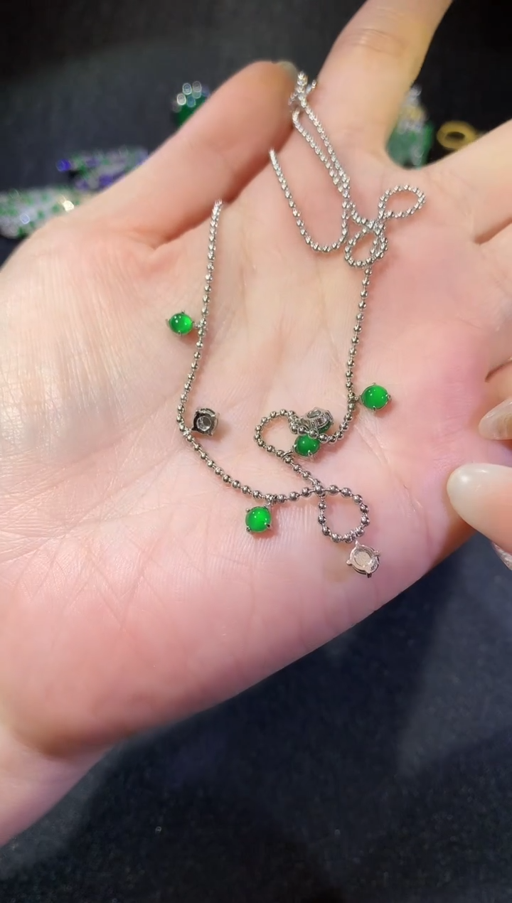 【闪购商品】翡翠颈饰银S925镶嵌218套链