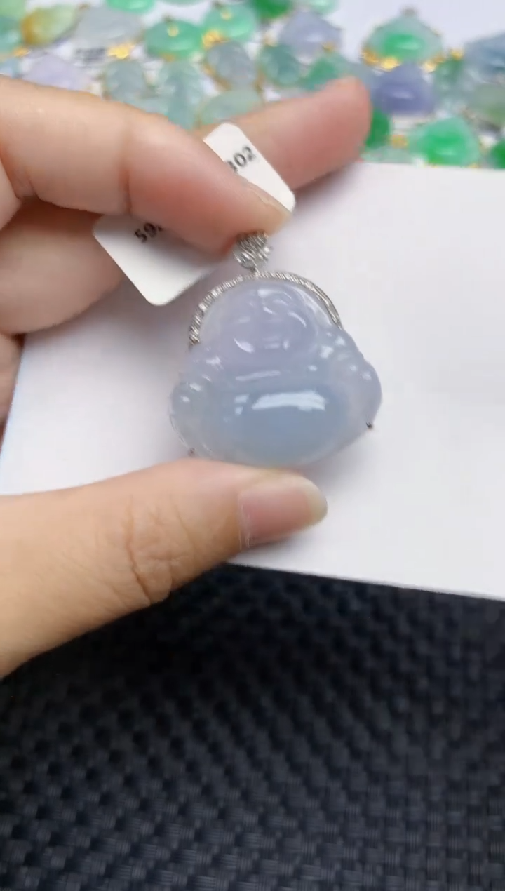 翡翠18K金镶嵌颈饰天然翡翠A货