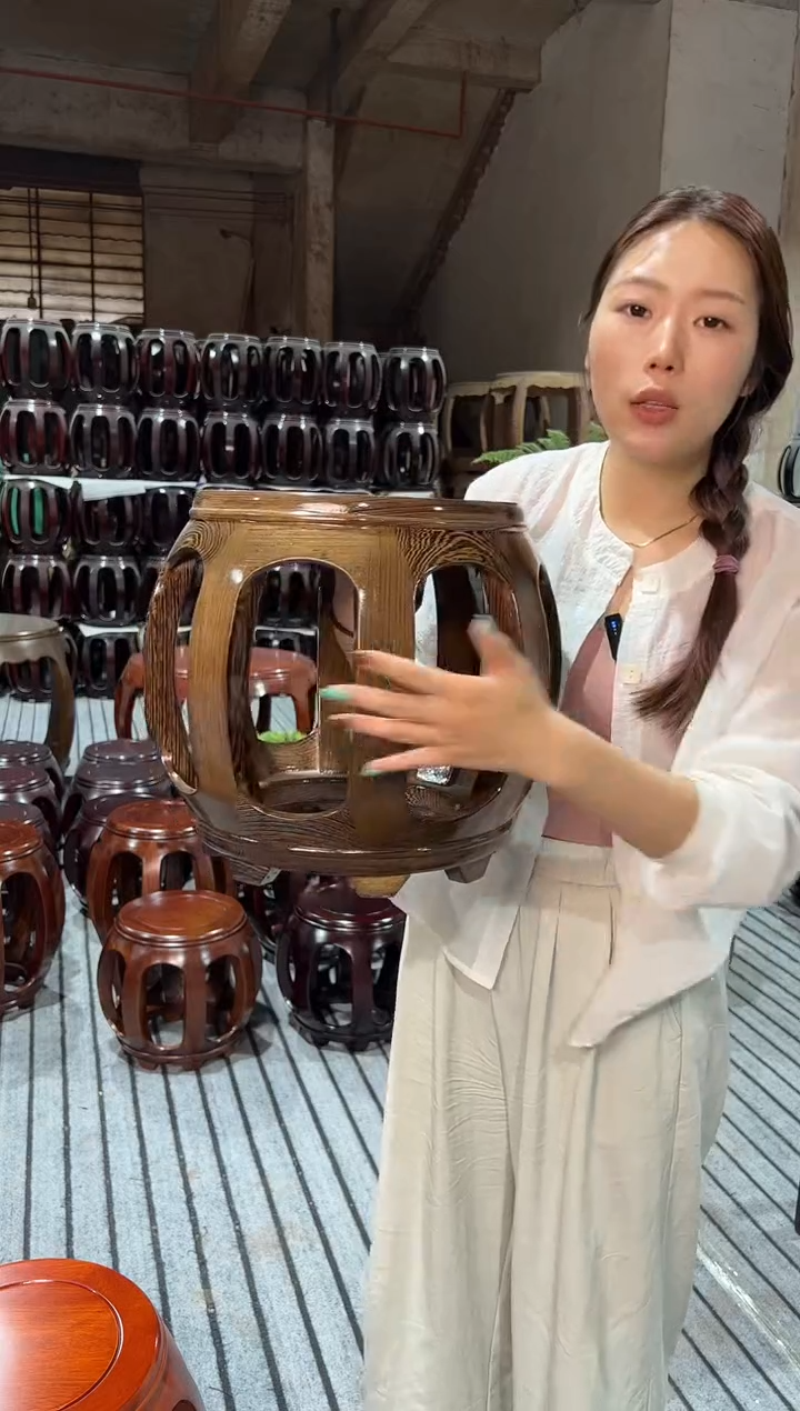 鸡翅木类家具国标鸡翅木小号鼓凳假一赔四