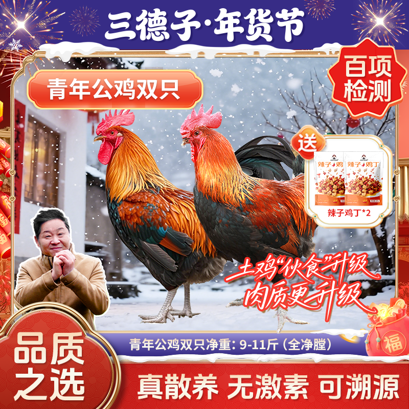 三德子【青年公鸡】山地散养200天左右跑山鸡土鸡红烧公鸡炖汤