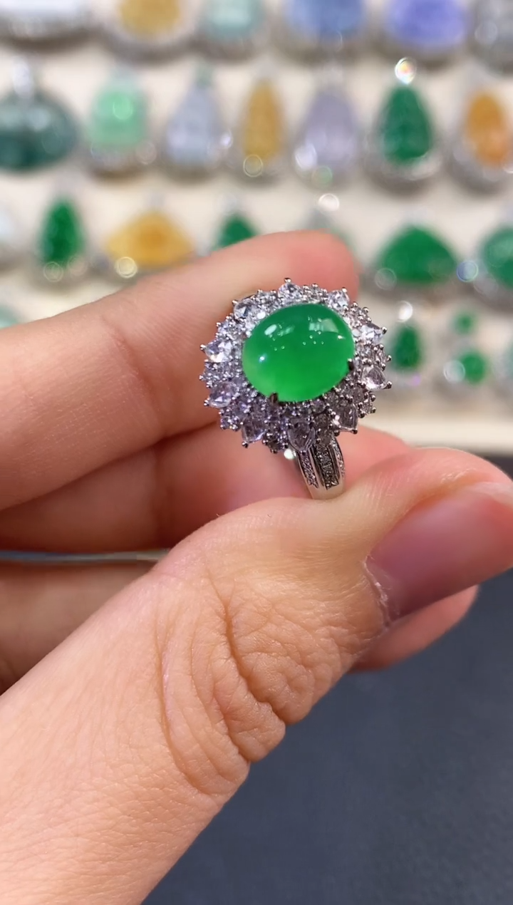 【闪购商品】翡翠戒指18K金镶嵌B139