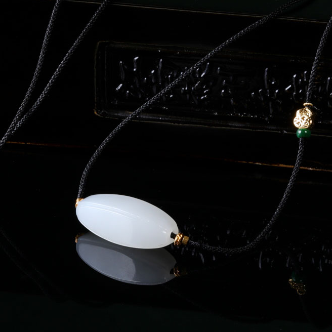 【意婵】《遇乐子》高冰老料和田玉羊脂白玉路路通项链18K金-913168